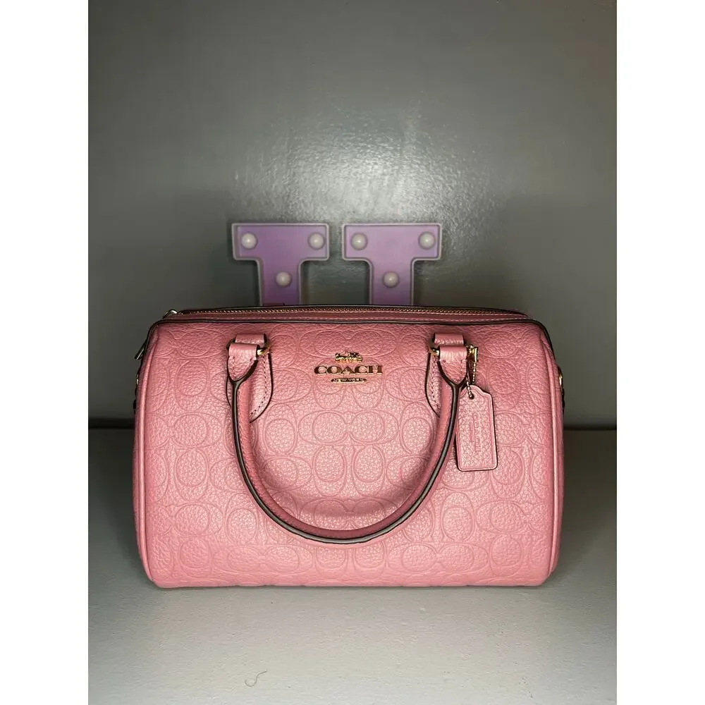 Coach  Rowan Satchel Bag In Signature Leather  PEONY